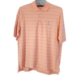 Polo Golf Ralph Lauren Shirt Men's Large Striped Peach‎ Sebonack Golf Club